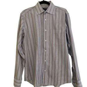 Bugatchi  Spread Collar Striped Cotton Shirt M